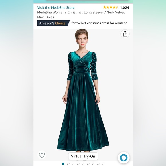 NWT Dark Green Velvet Maxi Dress - Size Small (4/6) - Picture 5 of 9